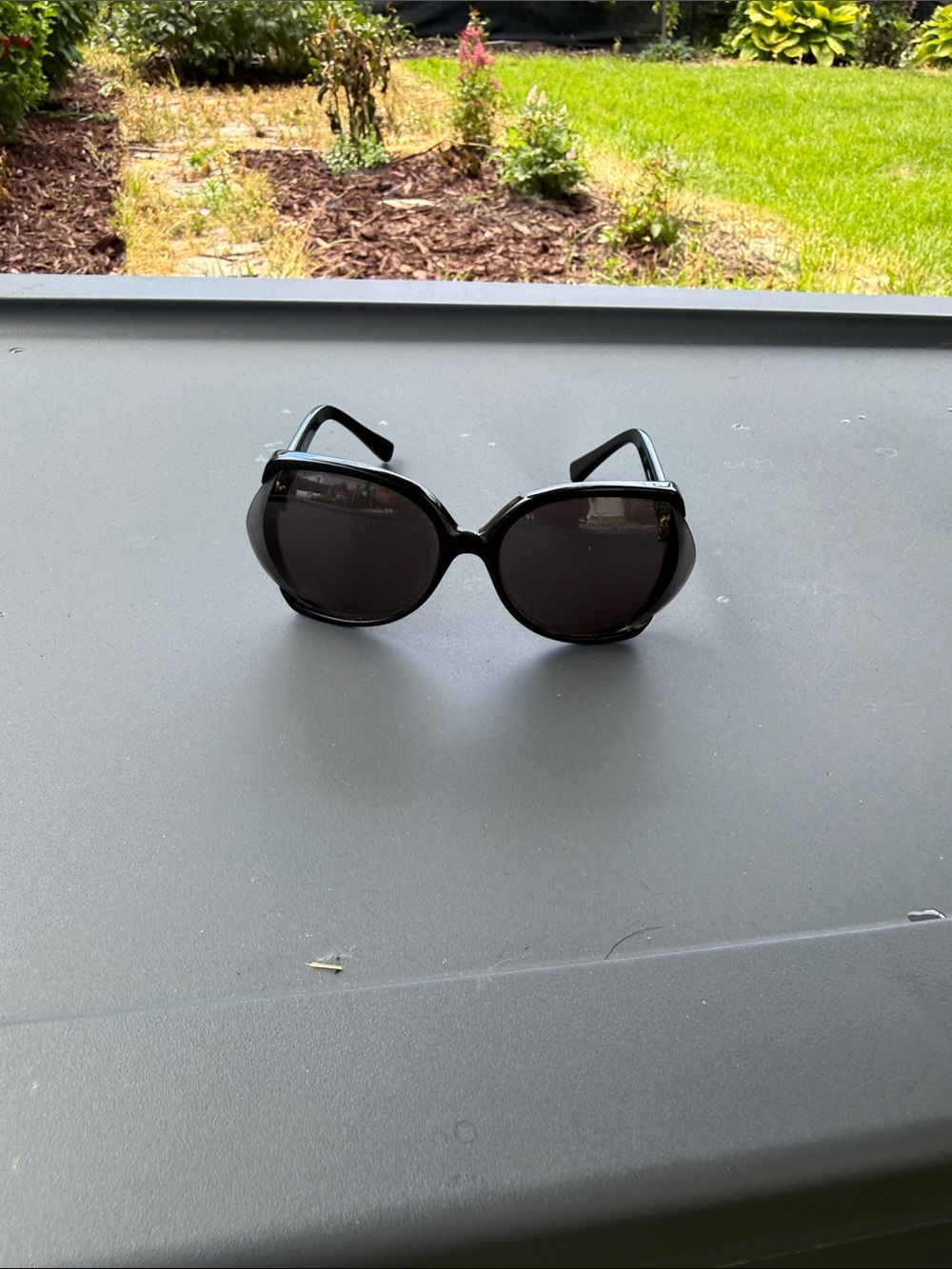 Yves Saint Laurent Black Oversized Round Sunglasses with Dark Lenses